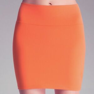 Bebe Orange high waisted zip back bodycon mini skirt